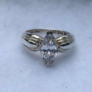 Women's Silver Ring With Marquise Cut Cubic Zirconia, Size 6 1/4